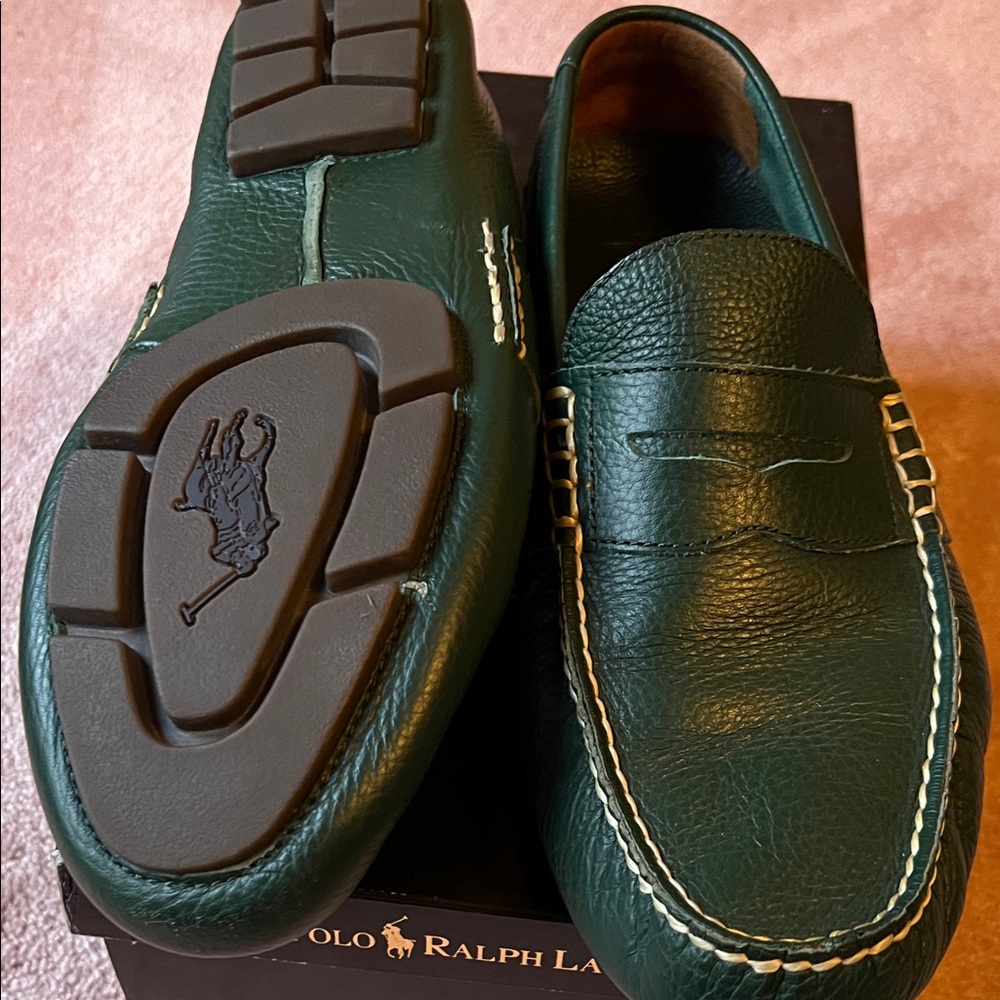 Polo by Ralph Lauren Dark Green Leather Men's Slip-Ons